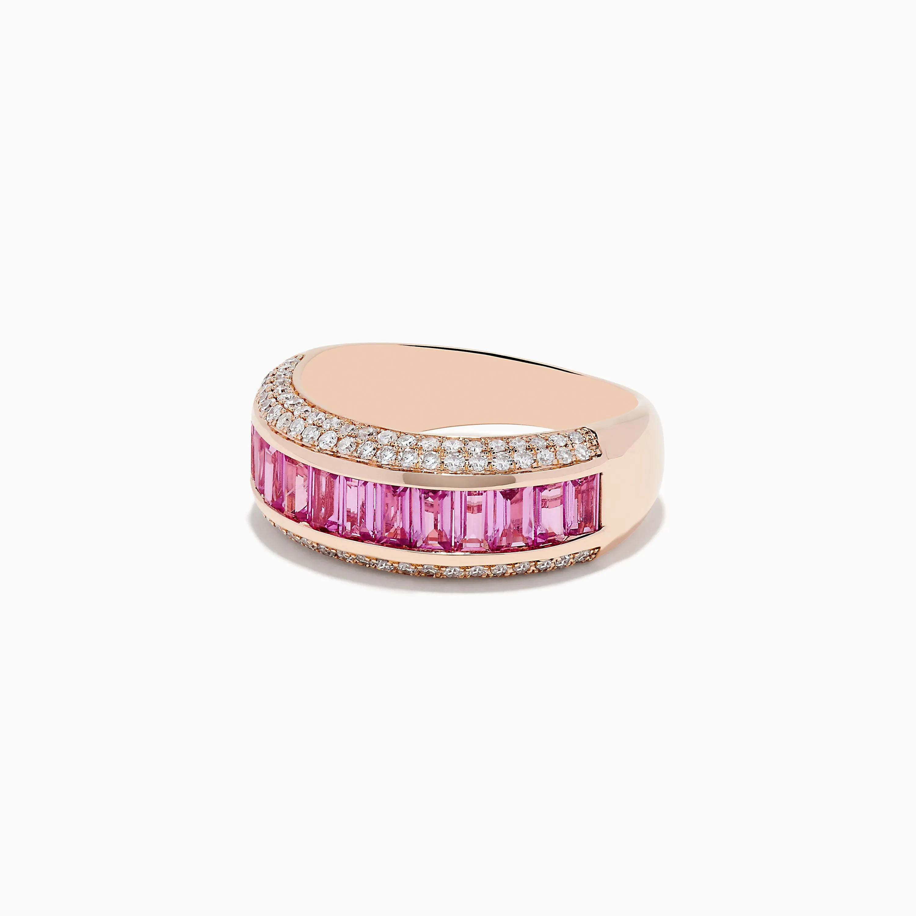 14K Rose Gold Pink Sapphire and Diamond Ring