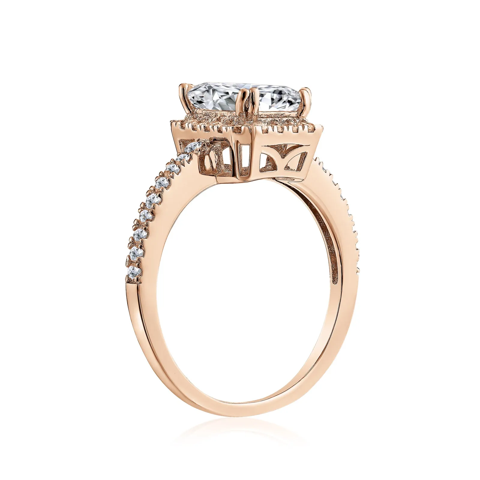 3CT CZ Blue Imitation Sapphire Emerald Cut Engagement Ring .925 Silver