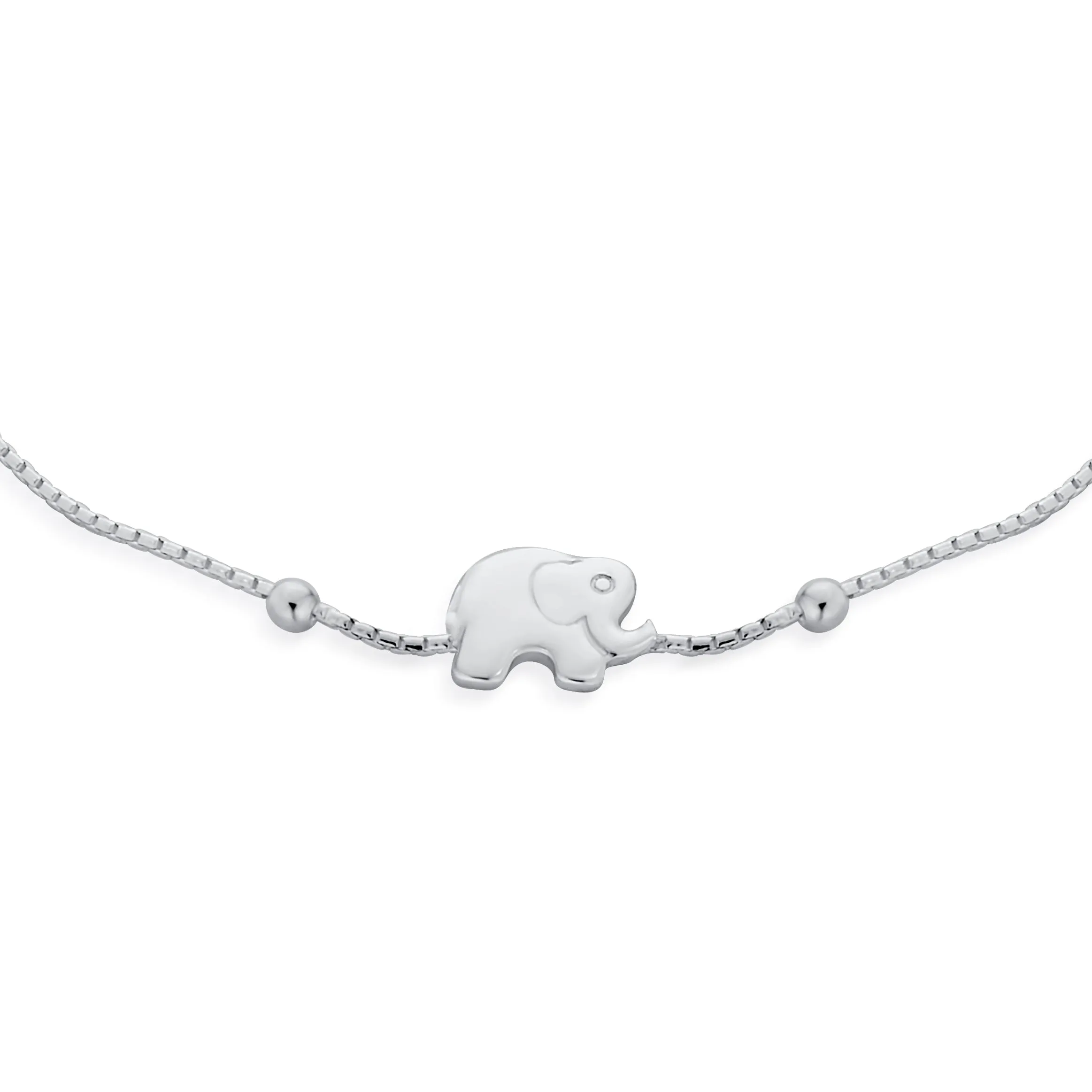 Delicate Lucky Elephant Bangle Cuff Bracelet High .925 Sterling Silver