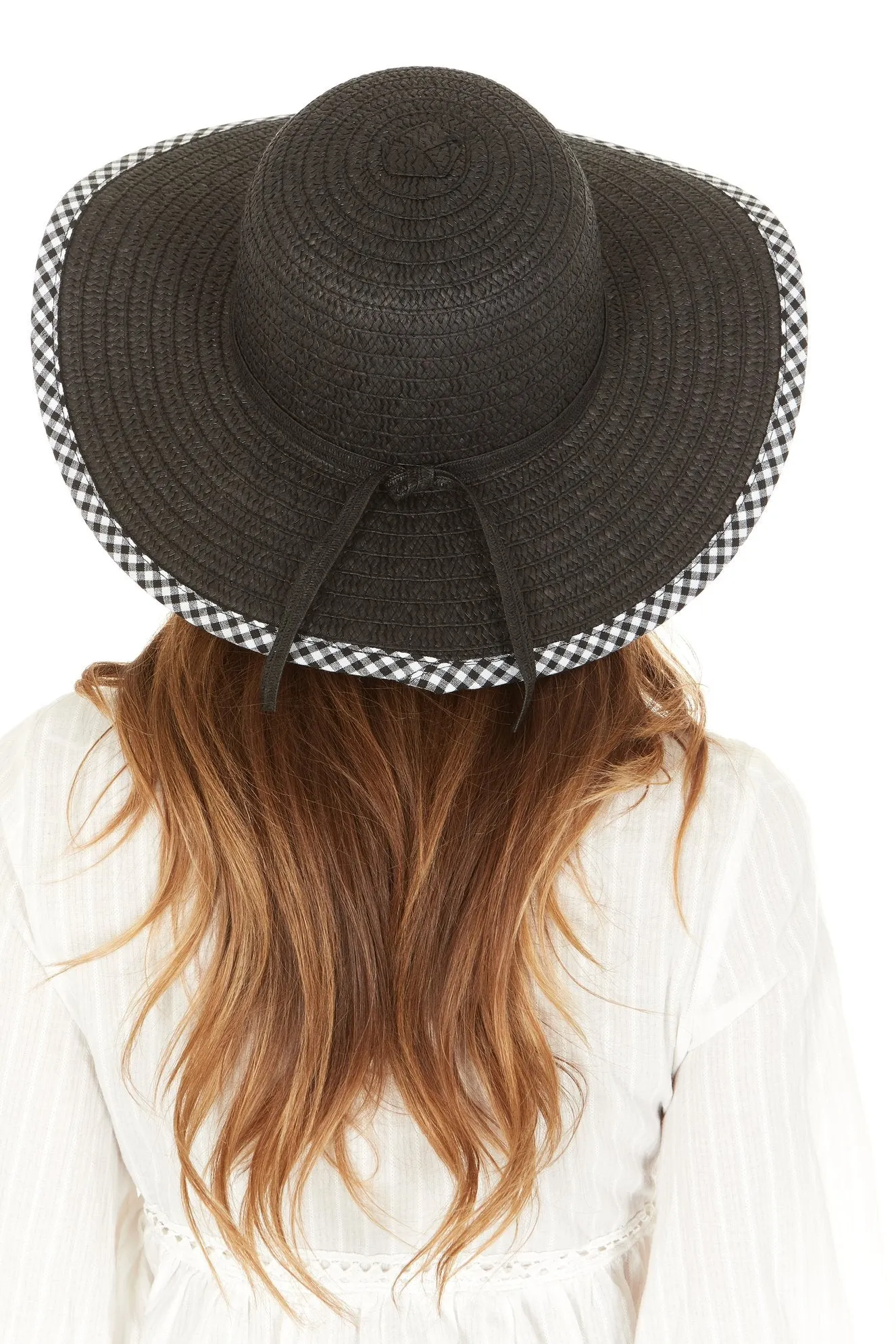 Laundry by Design Women Summer Beach Floppy Travel Gingham Brim Straw Hat