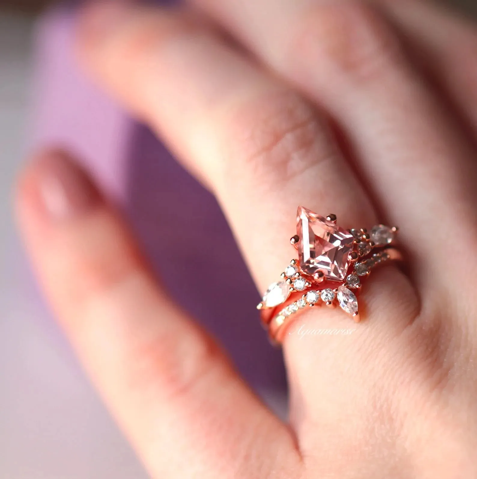Skye Morganite Couples Ring